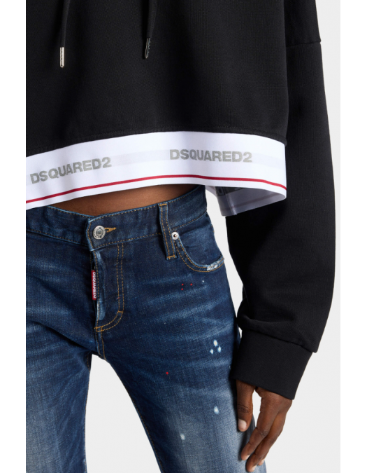 Hanorac DSQUARED2, Tape Elastic Onion Cropped Hoodie - S72GU0522D25028900
