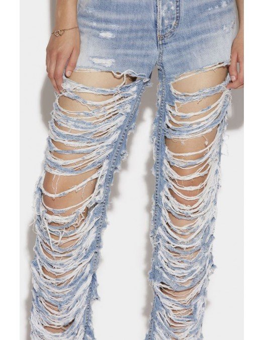 Blugi  DSQUARED2, RIPPED BOSTON ALL OVER STRAIGHT JEANS - S72LB0511S30309470