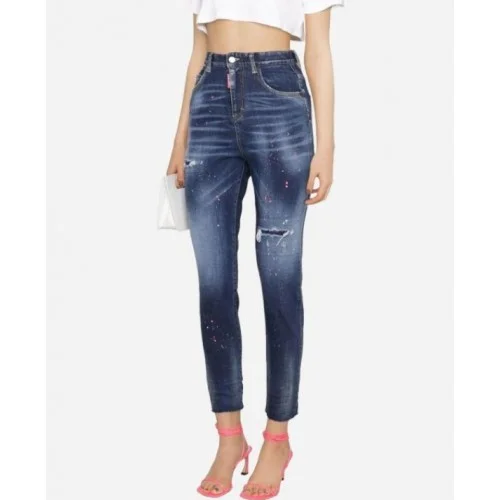 Blugi  DSQUARED2, High Waist Twiggy, Albastru