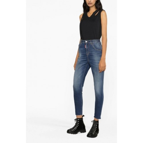 Blugi DSQUARED2, Light Blue, High Waist Twiggy Blugi DSQUARED2, Light Blue, High Waist Twiggy