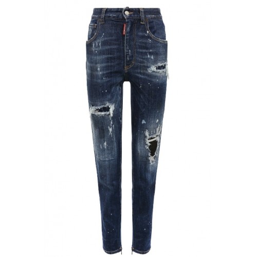 Blugi  DSQUARED2, High Waist Twiggy, Blue Blugi  DSQUARED2, High Waist Twiggy, Blue