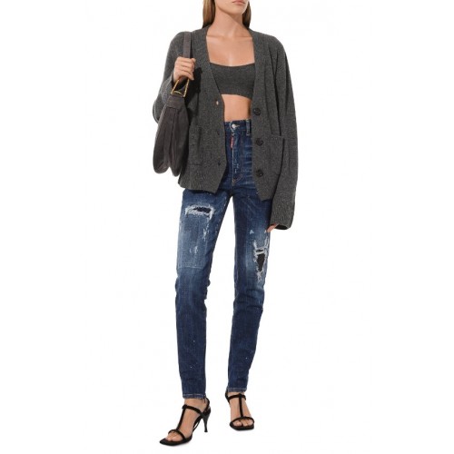 Blugi  DSQUARED2, High Waist Twiggy, Blue Blugi  DSQUARED2, High Waist Twiggy, Blue