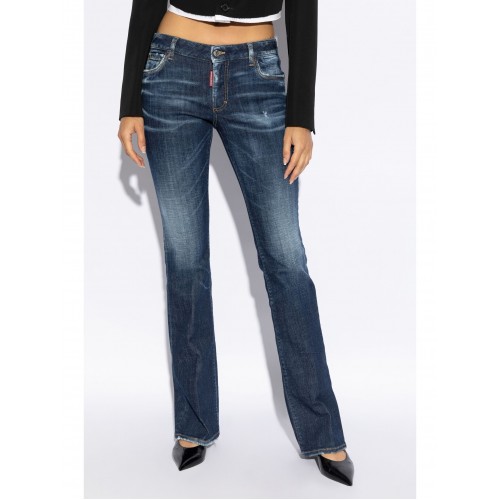 BLUGI DSQUARED2, Medium Waist, Flared, Navy Blue BLUGI DSQUARED2, Medium Waist, Flared, Navy Blue