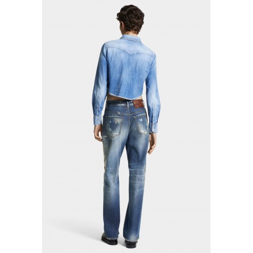 Jeans DSQUARED2, Medium Sand Wash San Diego, Albastru Jeans DSQUARED2, Medium Sand Wash San Diego, Albastru