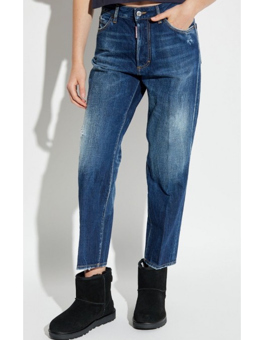 Jeans DSQUARED2, Navy blue Boston jeans, Logo insert - S72LB0913D30011470 Jeans DSQUARED2, Navy blue Boston jeans, Logo insert - S72LB0913D30011470
