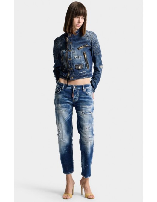 Blugi DSQUARED2, Medium Wash Jenna Jeans, Bleumarin - S72LB0933D30010470
