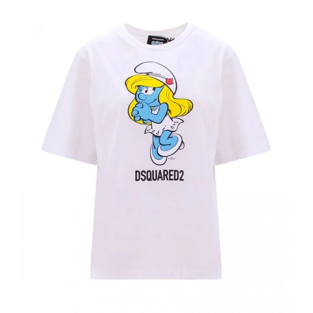 Tricou DSQUARED2, Capsule Smurf, One Life, Alb