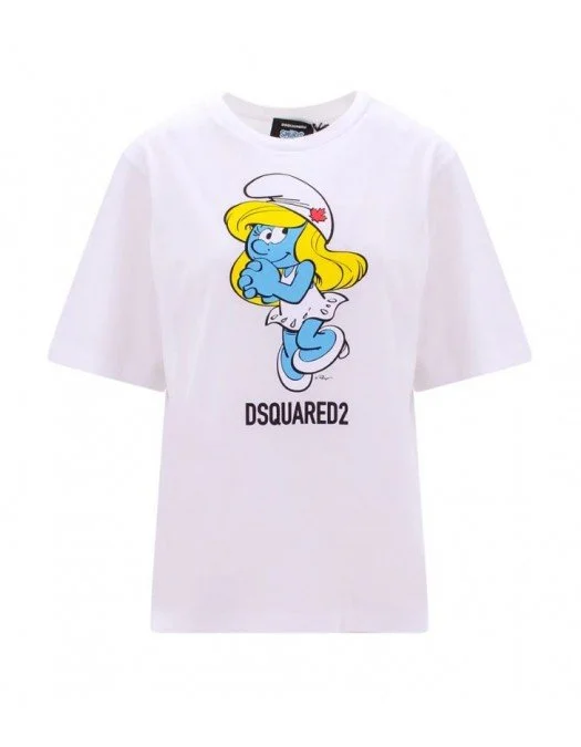 Tricou DSQUARED2, Capsule Smurf, One Life, Alb - S73GC0287S24558100 Tricou DSQUARED2, Capsule Smurf, One Life, Alb - S73GC0287S24558100