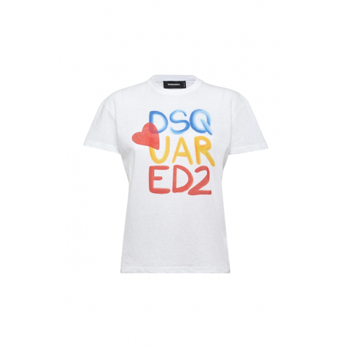 Tricou DSQUARED2,Summer Lovers, Just Right Fit, White Tricou DSQUARED2,Summer Lovers, Just Right Fit, White