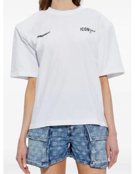 Tricou DSQUARED2, Iconique Loose Fit Tee White - S73GC0300D20033100