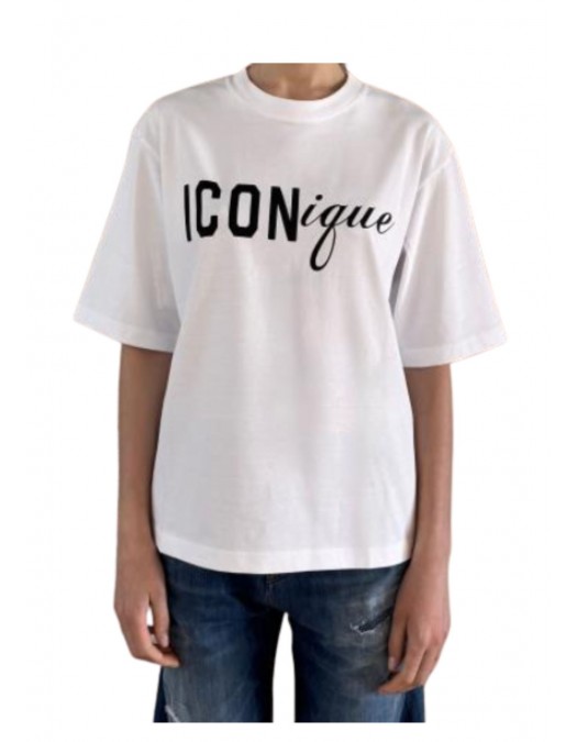 Tricou DSQUARED2, Iconique Loose Fit Tee, White - S73GC0308D20033100