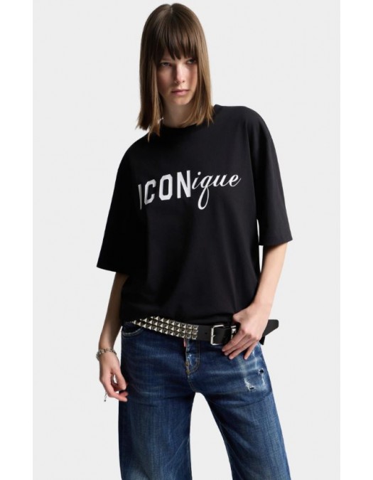 Tricou DSQUARED2, ICONique Loose Fit T-Shirt, Negru - S73GC0308D20033900