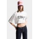 Tricou DSQUARED2, ICONique Cropped Loose Fit T-Shirt, Alb - S73GC0309D20033100
