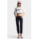 Tricou DSQUARED2, ICONique Cropped Loose Fit T-Shirt, Alb - S73GC0309D20033100
