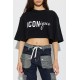 Tricou DSQUARED2, ICONique Cropped Loose Fit T-Shirt, Negru - S73GC0309D20033900