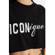 Tricou DSQUARED2, ICONique Cropped Loose Fit T-Shirt, Negru - S73GC0309D20033900