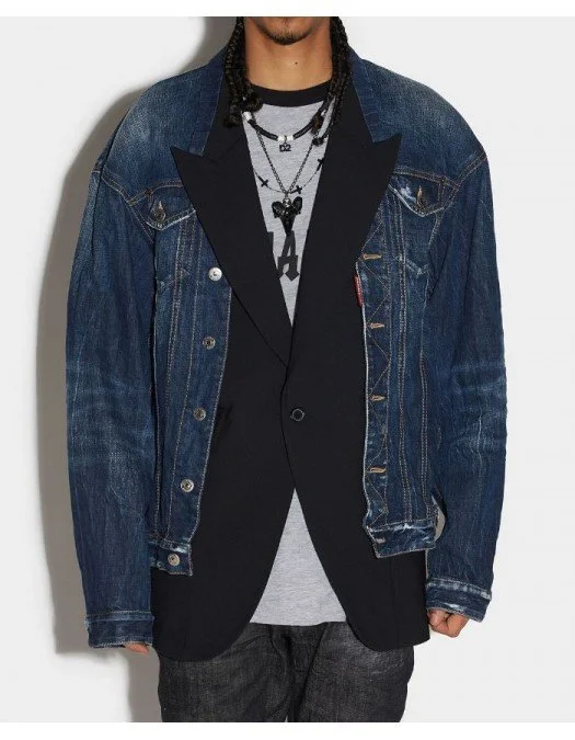 Jacheta Dsquared2, Double Layer, Dark Wash - S74AM1335S30309470 Jacheta Dsquared2, Double Layer, Dark Wash - S74AM1335S30309470