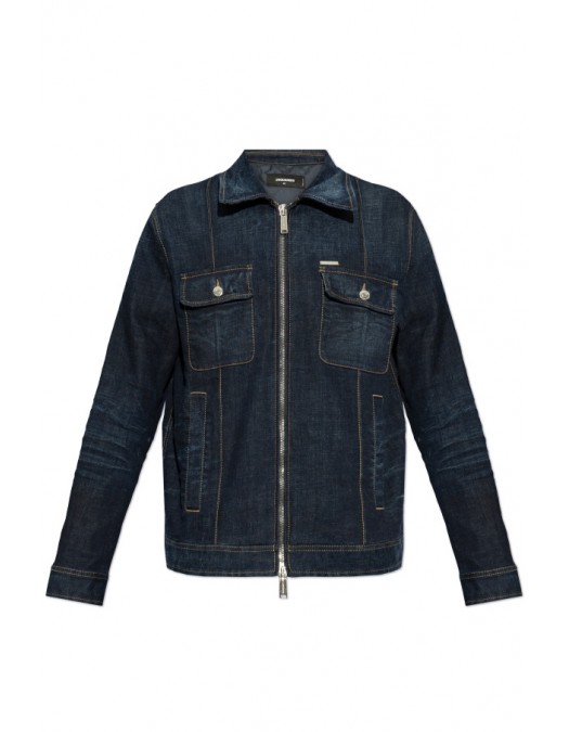 Geaca DSQUARED2, Zip Detail, Denim, Navy Blue - S74AM1551S30664470