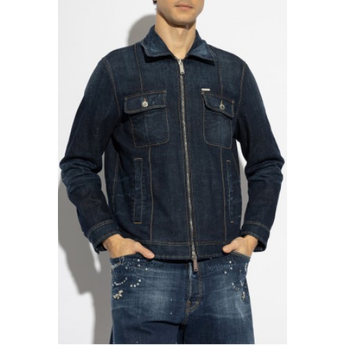 Geaca DSQUARED2, Zip Detail, Denim, Navy Blue Geaca DSQUARED2, Zip Detail, Denim, Navy Blue