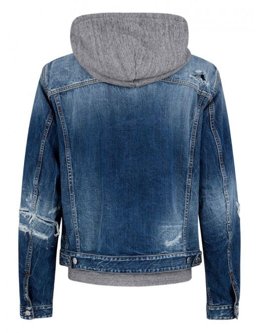 Jacheta DSQUARED2, Cu gluga gri, Denim, Albastru - S74AM1657D30011470X