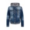 Jacheta DSQUARED2, Cu gluga gri, Denim, Albastru