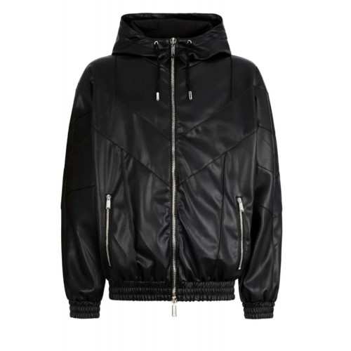 Jacheta DSQUARED2 ,DFAUX LEATHER ZIPPED HOODIE