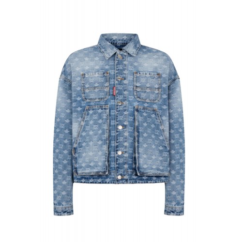 Tricou DSQUARED2, Light Wash Utility Jean Jacket, Albastru