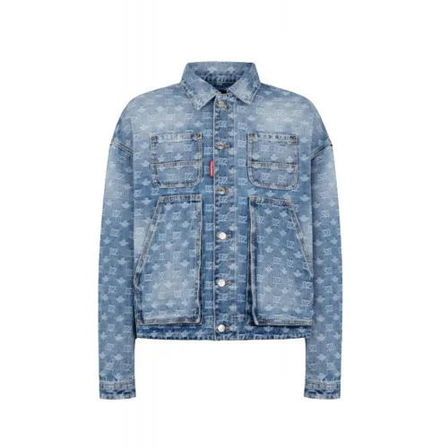 Tricou DSQUARED2, Light Wash Utility Jean Jacket, Albastru
