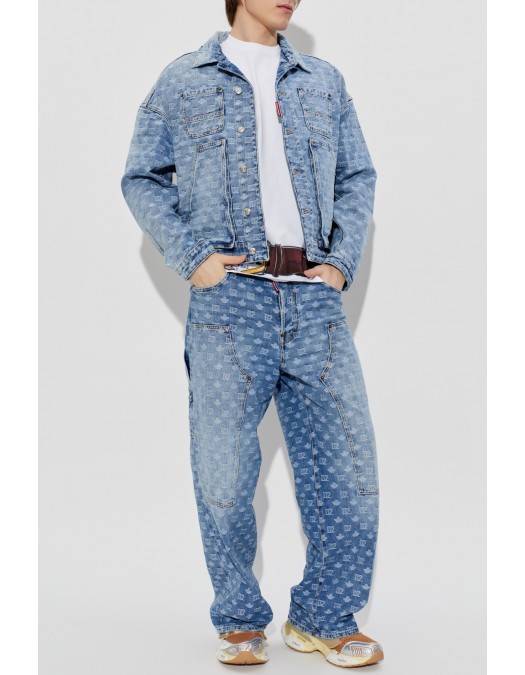 Tricou DSQUARED2, Light Wash Utility Jean Jacket, Albastru - S74AM1687D30023470