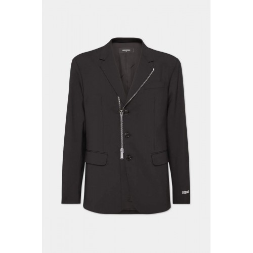 Sacou DSQUARED2, Relaxed Shoulder, Zip Detail, Black Sacou DSQUARED2, Relaxed Shoulder, Zip Detail, Black