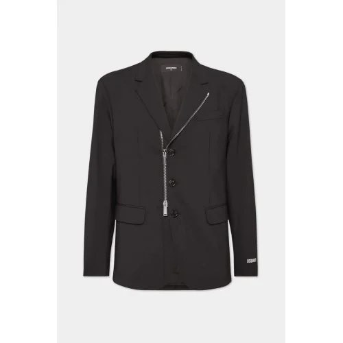 Sacou DSQUARED2, Relaxed Shoulder, Zip Detail, Black