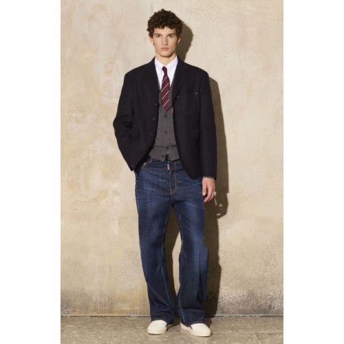 Sacou DSQUARED2, Wool, D2, Multipocket, Bleumarin