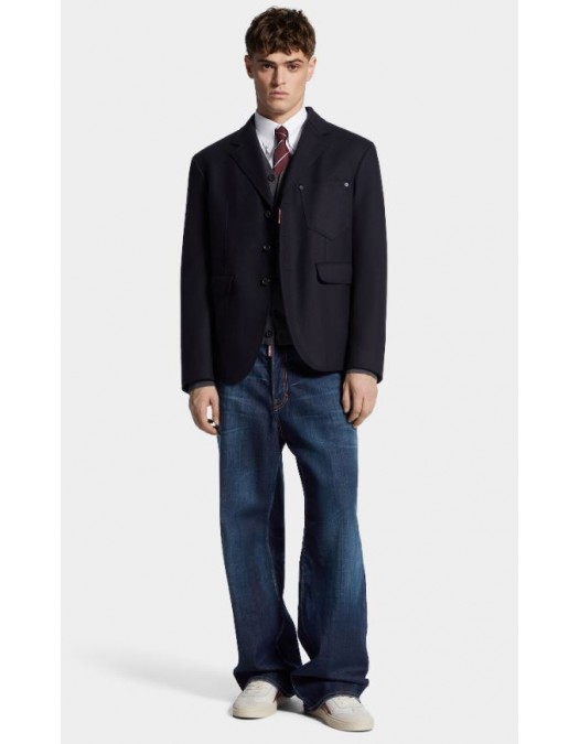 Sacou DSQUARED2, Wool, D2, Multipocket, Bleumarin - S74BN1331D35260487