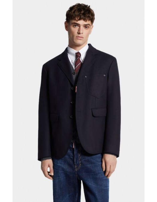 Sacou DSQUARED2, Wool, D2, Multipocket, Bleumarin - S74BN1331D35260487
