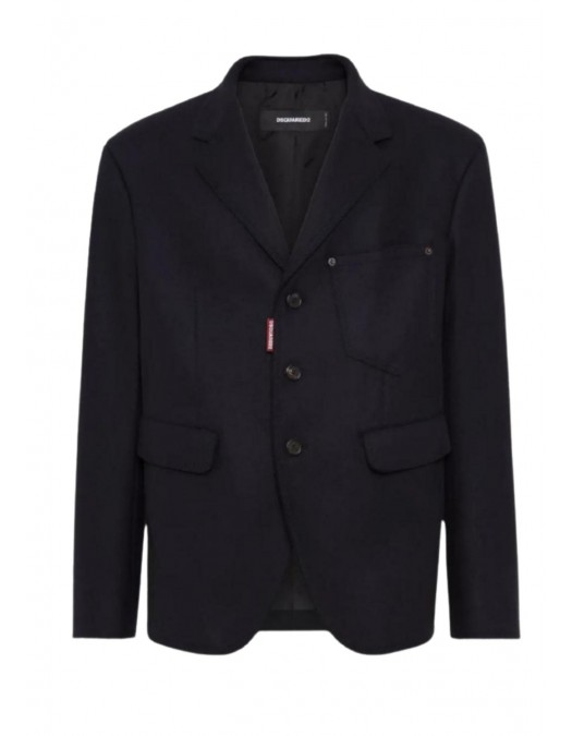 Sacou DSQUARED2, Wool, D2, Multipocket, Black - S74BN1331D35260900