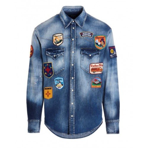 Camasa DSQUARED2, Logo Patches, Blue