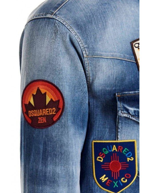 Camasa DSQUARED2, Logo Patches, Blue - S74DM0644S30341470