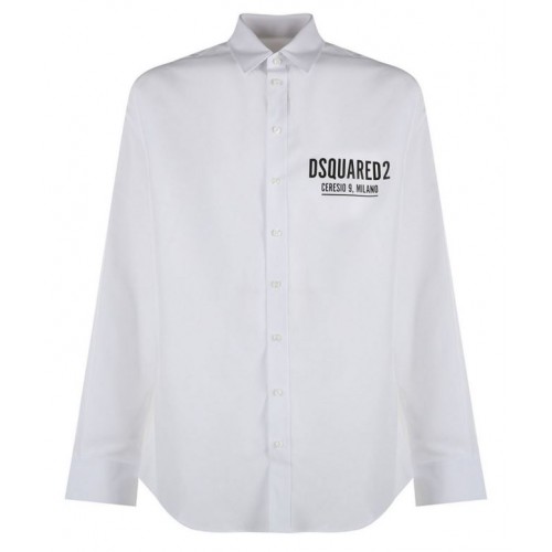 Camasa Dsquared2, Logo Frontal Ceresio, White