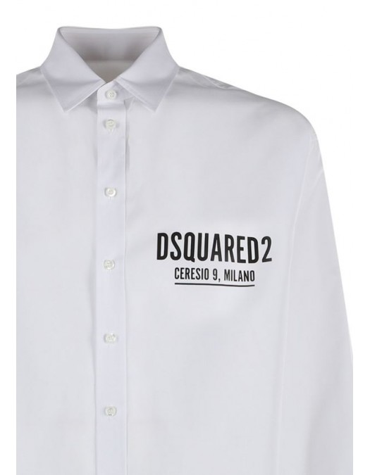 Camasa Dsquared2, Logo Frontal Ceresio, White - S74DM0652S36275100