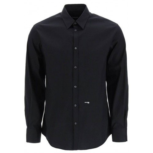 Camasa Dsquared2, Little Logo Frontal, Black