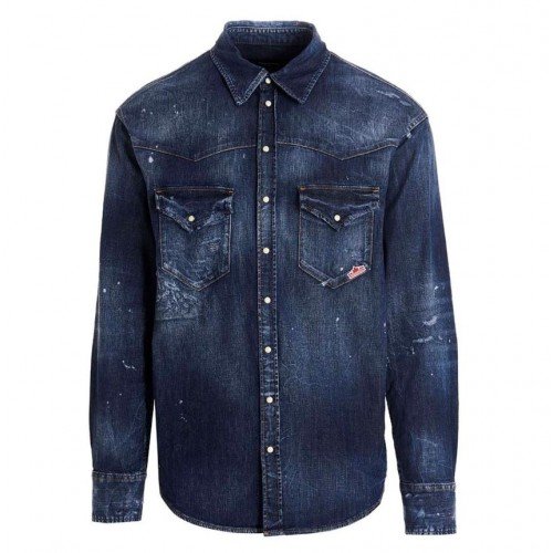 Camasa DSQUARED2, Leaf West Shirt, Bleumarin
