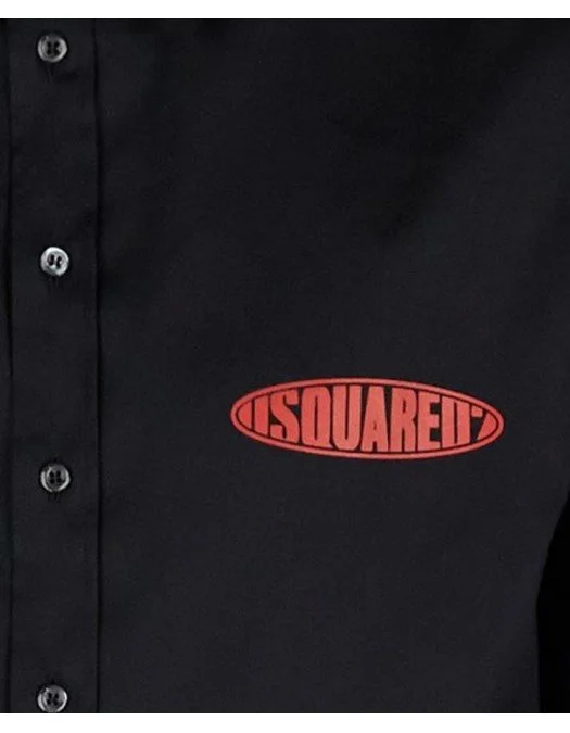 Camasa DSQUARED2, Logo Rosu, Black - S74DM0737S44131900 Camasa DSQUARED2, Logo Rosu, Black - S74DM0737S44131900