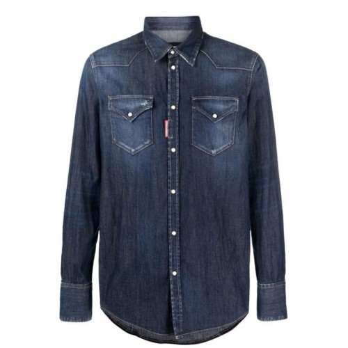 Camasa DSQUARED2, Denim, Logo Rosu Camasa DSQUARED2, Denim, Logo Rosu