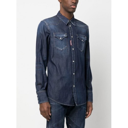Camasa DSQUARED2, Denim, Logo Rosu Camasa DSQUARED2, Denim, Logo Rosu