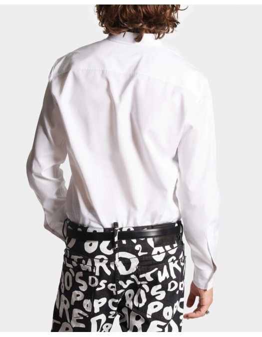 Camasa DSQUARED2, Black logo Print, Alb - S74DM0820S36275100