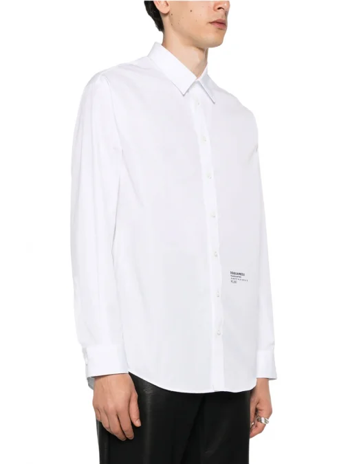 Camasa DSQUARED2, Text Print, Headquarter Dropped Design, Full White - S74DM0862S36275100