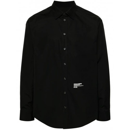 Camasa DSQUARED2, Text Print, Headquarter Dropped Design, Full Black Camasa DSQUARED2, Text Print, Headquarter Dropped Design, Full Black