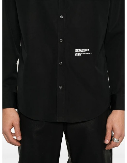 Camasa DSQUARED2, Text Print, Headquarter Dropped Design, Full Black - S74DM0862S36275900 Camasa DSQUARED2, Text Print, Headquarter Dropped Design, Full Black - S74DM0862S36275900