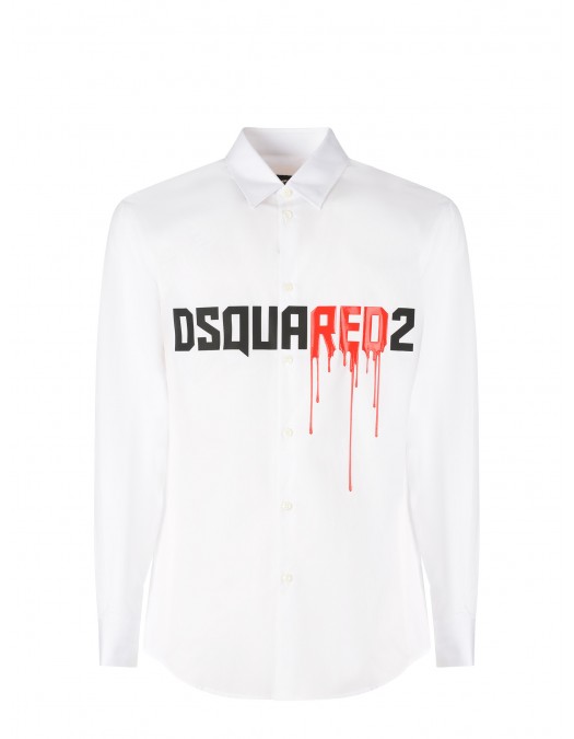 Camasa DSQUARED2, Logo Insert, Red Details, Minimalist Design, White - S74DM0863S36275100