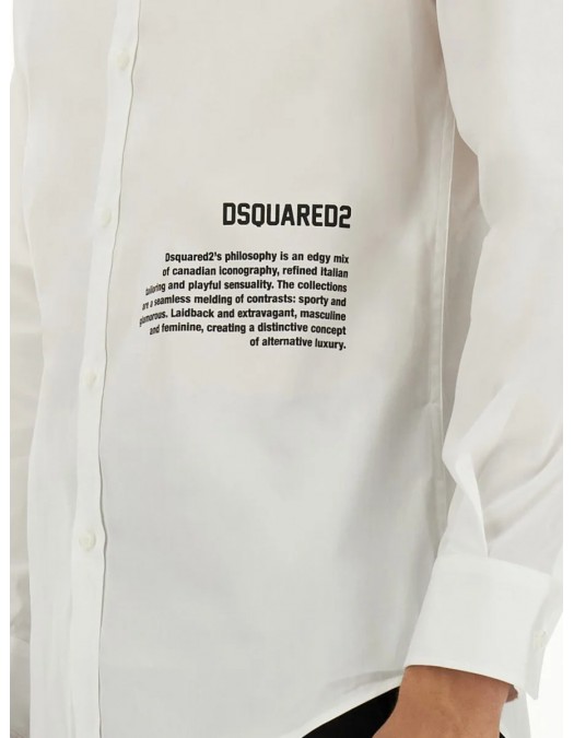 Camasa DSQUARED2, Logo Print, Button Fastening, White - S74DM0914S44131100